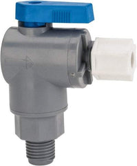Specialty Mfr - 1/4" Pipe, PVC Standard Ball Valve - Right Angle, MNPT x Compression Ends, Wedge Handle, 125 WOG - Americas Industrial Supply