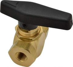 Specialty Mfr - 1/8" Pipe, Brass Standard Ball Valve - Inline - Two Way Flow, FNPT x FNPT Ends, Wedge Handle, 500 WOG - Americas Industrial Supply