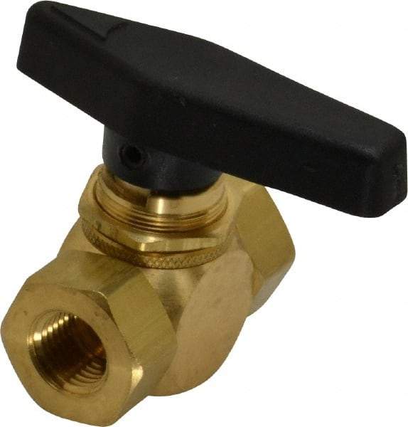 Specialty Mfr - 1/4" Pipe, Brass Standard Ball Valve - Inline - Two Way Flow, FNPT x FNPT Ends, Wedge Handle, 500 WOG - Americas Industrial Supply
