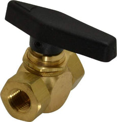Specialty Mfr - 1/4" Pipe, Brass Standard Ball Valve - Inline - Two Way Flow, FNPT x FNPT Ends, Wedge Handle, 500 WOG - Americas Industrial Supply