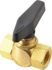 Specialty Mfr - 3/8" Pipe, Brass Standard Ball Valve - Inline - Two Way Flow, FNPT x FNPT Ends, Wedge Handle, 500 WOG - Americas Industrial Supply