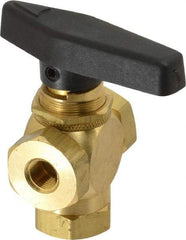 Specialty Mfr - 1/8" Pipe, Brass Standard Ball Valve - Three Way, FNPT x FNPT x FNPT Ends, Wedge Handle, 400 WOG - Americas Industrial Supply