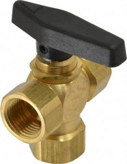 Specialty Mfr - 1/2" Pipe, Brass Standard Ball Valve - Three Way, FNPT x FNPT x FNPT Ends, Wedge Handle, 400 WOG - Americas Industrial Supply
