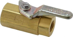Specialty Mfr - 1/8" Pipe, Brass Standard Ball Valve - Inline - Two Way Flow, FNPT x FNPT Ends, Lever Handle, 500 WOG - Americas Industrial Supply