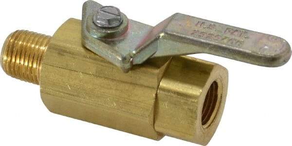 Specialty Mfr - 1/8" Pipe, Brass Standard Ball Valve - Inline - Two Way Flow, MNPT x FNPT Ends, Lever Handle, 500 WOG - Americas Industrial Supply