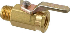 Specialty Mfr - 1/4" Pipe, Brass Standard Ball Valve - Inline - One Way Flow, MNPT x FNPT Ends, Lever Handle, 500 WOG - Americas Industrial Supply
