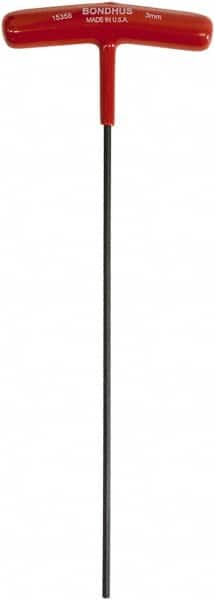 Bondhus - 3mm Hex, T-Handle Cushion Grip, Hex Key - 229mm OAL, Metric System of Measurement - Americas Industrial Supply