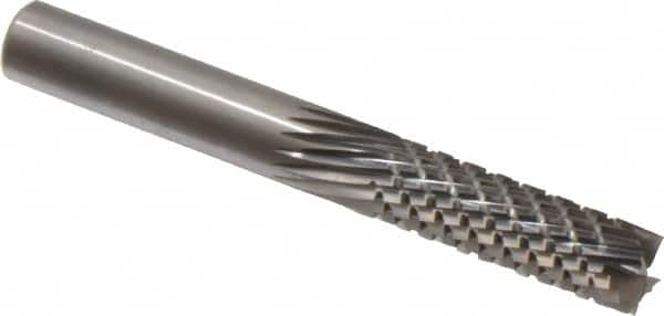 Onsrud - 3/8" Cut Diam, 3/8" Shank Diam, Cylinder Head Fluted Cut Burr - Carbide, Flat End, 1-1/8" LOC, 3-1/2" OAL - Americas Industrial Supply