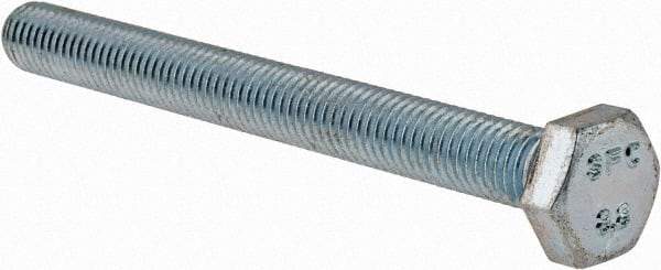 Value Collection - M10x1.50mm Metric Coarse, 100mm Length Under Head Hex Head Cap Screw - Fully Threaded, Grade 8.8 Steel, Zinc-Plated Finish, 17mm Hex - Americas Industrial Supply