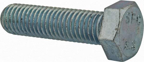 Value Collection - M12x1.75mm Metric Coarse, 45mm Length Under Head Hex Head Cap Screw - Fully Threaded, Grade 8.8 Steel, Zinc-Plated Finish, 19mm Hex - Americas Industrial Supply