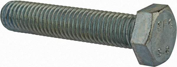 Value Collection - M12x1.75mm Metric Coarse, 60mm Length Under Head Hex Head Cap Screw - Fully Threaded, Grade 8.8 Steel, Zinc-Plated Finish, 19mm Hex - Americas Industrial Supply