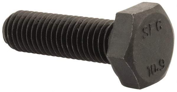 Value Collection - M10x1.50mm Metric Coarse, 35mm Length Under Head Hex Head Cap Screw - Fully Threaded, Grade 10.9 Steel, Uncoated, 17mm Hex - Americas Industrial Supply