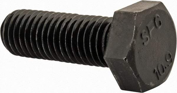 Value Collection - M12x1.75mm Metric Coarse, 35mm Length Under Head Hex Head Cap Screw - Fully Threaded, Grade 10.9 Steel, Uncoated, 19mm Hex - Americas Industrial Supply