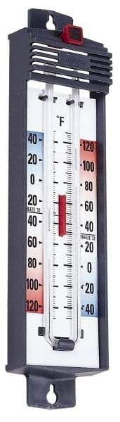 Taylor - -40 to 120°F, Min and Max Thermometer - 5 Inch Long x 4-3/8 Inch Wide, Push Button Reset Thermometer - Americas Industrial Supply