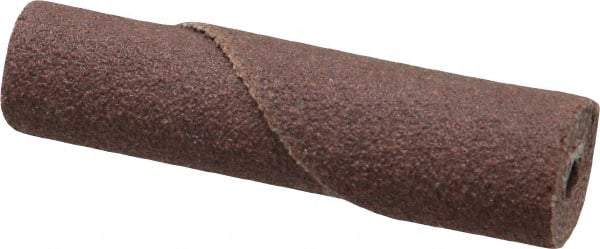 Merit Abrasives - 3/8" Max Roll Diam x 1-1/2" OAL, 120 Grit Aluminum Oxide Straight Cartridge Roll - 1/8" Pilot Hole Diam, Fine Grade - Americas Industrial Supply