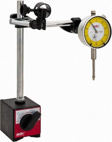 Value Collection - 0.001" Graduation, 0-100 Dial Reading, Indicator & Base Kit - C Holder, 0.001 Inch Graduation, Includes Dial Indicator, Magnetic Base - Americas Industrial Supply