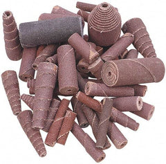 Merit Abrasives - 2" Long x 3/4" Diam, Aluminum Oxide, Full Taper Cartridge Roll - 80 Grit, 1/8" Pilot Hole Diam, Medium Grade - Americas Industrial Supply