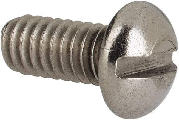 Value Collection - #8-32 UNC, 3/8" Length Under Head Slotted Drive Machine Screw - Round Head, Grade 316 Stainless Steel, Uncoated, Without Washer - Americas Industrial Supply