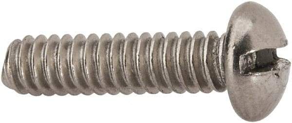 Value Collection - #10-24 UNC, 3/4" Length Under Head Slotted Drive Machine Screw - Round Head, Grade 316 Stainless Steel, Uncoated, Without Washer - Americas Industrial Supply