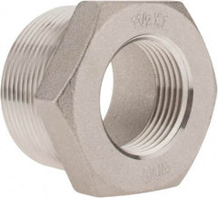Merit Brass - 1-1/2 x 1" Grade 304 Stainless Steel Pipe Hex Bushing - MNPT x FNPT End Connections, 150 psi - Americas Industrial Supply