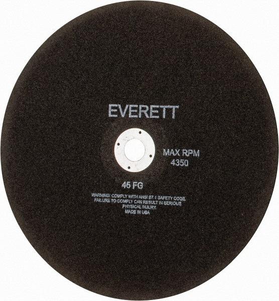 Everett - 14" Aluminum Oxide Cutoff Wheel - 1/8" Thick, 1" Arbor, Use with Gas Powered Saws - Americas Industrial Supply