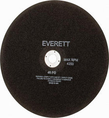 Everett - 14" Aluminum Oxide Cutoff Wheel - 1/8" Thick, 1" Arbor, Use with Gas Powered Saws - Americas Industrial Supply