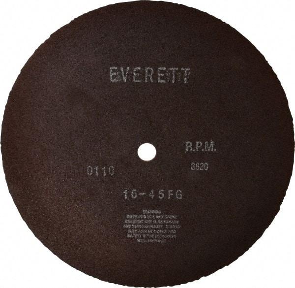 Everett - 16" Aluminum Oxide Cutoff Wheel - 5/32" Thick, 1" Arbor, Use with Gas Powered Saws - Americas Industrial Supply