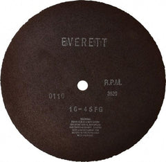 Everett - 16" Aluminum Oxide Cutoff Wheel - 5/32" Thick, 1" Arbor, Use with Gas Powered Saws - Americas Industrial Supply