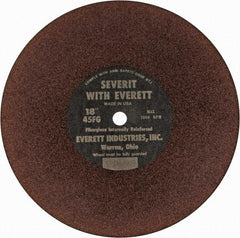 Everett - 18" Aluminum Oxide Cutoff Wheel - 3/16" Thick, 1" Arbor, Use with Gas Powered Saws - Americas Industrial Supply