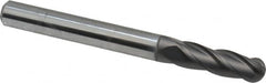 Niagara Cutter - 1/4" Diam, 3/4" LOC, 4 Flute Solid Carbide Ball End Mill - Diamond Finish, Single End, 2-1/2" OAL, 1/4" Shank Diam, Spiral Flute - Americas Industrial Supply