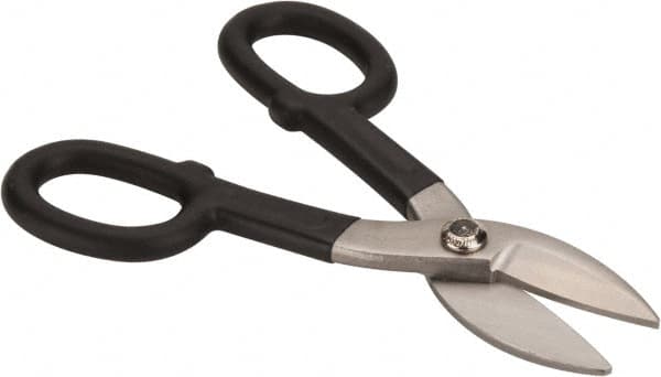 Value Collection - 1-3/4" Length of Cut, Straight Pattern Tinner's Snip - 7" OAL, Cushion Grip Handle, 26 AWG Steel Capacity - Americas Industrial Supply