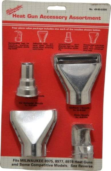 Milwaukee Tool - 4 Piece Heat Gun Accessory Set - For Use with Milwaukee Heat Gun - Americas Industrial Supply