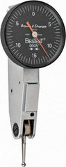 TESA Brown & Sharpe - 0.03 Inch Range, 0.0005 Inch Dial Graduation, Horizontal Dial Test Indicator - 1 Inch Black Dial, 0-15-0 Dial Reading - Americas Industrial Supply