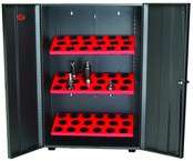 Wall Tree Locker - Holds 18 Pcs. HSK63A - Textured Black with Red Shelves - Americas Industrial Supply