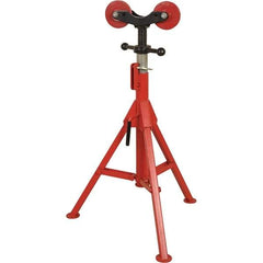 Rothenberger - 1/2" to 16" Pipe Capacity, Folding Pipe Stand with 2 Roller Head - 27" to 50" High, 2,500 Lb Capacity - Americas Industrial Supply