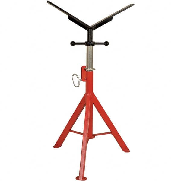 Rothenberger - 1/2" to 16" Pipe Capacity, Portable Folding Vee-Head Stand - 27" to 50" High, 2,500 Lb Capacity - Americas Industrial Supply