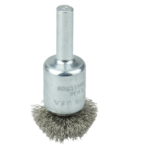 1″ Circular Flared Crimped Wire End Brush, .006″ Stainless Steel Fill - Americas Industrial Supply