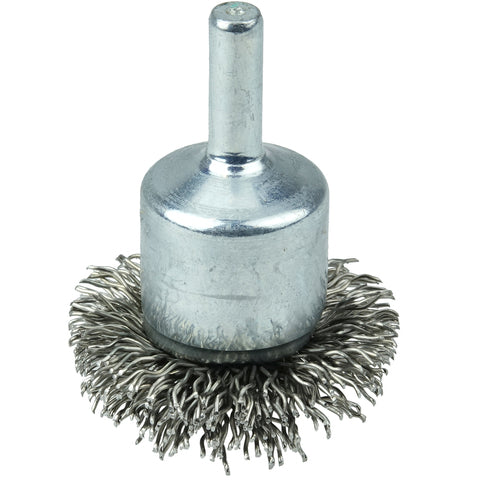 1-1/2″ Circular Flared Crimped Wire End Brush, .020″ Stainless Steel Fill - Americas Industrial Supply