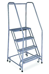 Model 1000; 4 Steps; 30 x 31'' Base Size - Steel Mobile Platform Ladder - Americas Industrial Supply