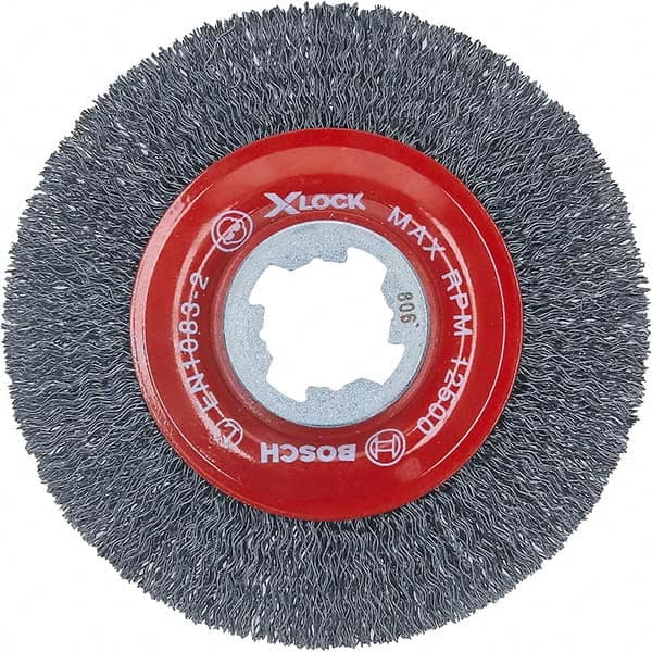 Bosch - 4-1/2" OD, 5/8" Arbor Hole, Crimped Carbon Wheel Brush - Americas Industrial Supply