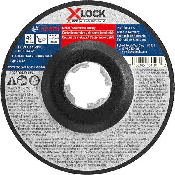 Bosch - Cutoff Wheels Tool Compatibility: GWX10-45DE, GWX10-45E, GWX10-45PE, GWX13-50, GWX13-50VSP,GWX18V-50PCN Wheel Diameter (Inch): 4-1/2 - Americas Industrial Supply