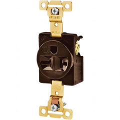 Straight Blade Receptacles; Receptacle Type: Single Receptacle; Grade: Industrial; NEMA Configuration: 6-20R; Amperage: 20 A; Voltage: 250 V; Wiring Method: Back & Side; Flange Style: No; Number Of Phases: 1; Number Of Wires: 3; Number Of Poles: 2; Mount