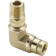 Parker - Metal Push-To-Connect Tube Fittings Type: Male Swivel Elbow Tube Outside Diameter (Inch): 1/4 - Americas Industrial Supply