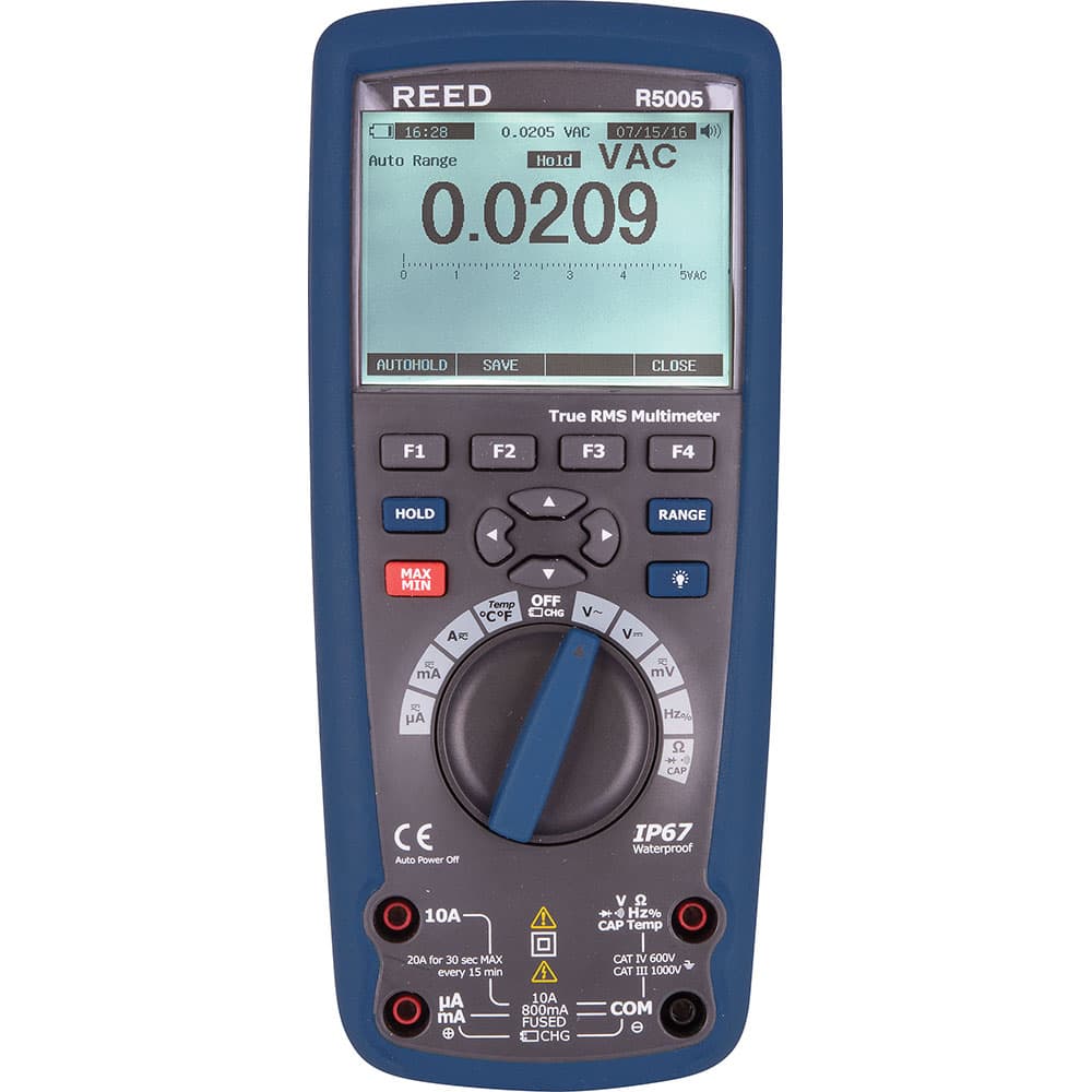 REED Instruments - Multimeters; Multimeter Type: Auto Ranging; Digital; Manual Ranging; True RMS; Wireless ; Measures: Capacitance; Current; Frequency; Milliamps; mVDC; Resistance; Temperature; Voltage ; CAT Rating: CAT III; CAT IV ; Maximum AC Voltage: - Exact Industrial Supply