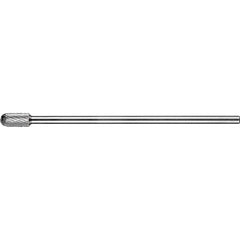 PFERD - SC-3L6, 3/8" Cut Diam, 1/4" Shank Diam, Carbide Double Cut Cylinder with Radius End Burr - Exact Industrial Supply