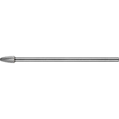 PFERD - SF-3L6, 3/8" Cut Diam, 1/4" Shank Diam, Carbide Double Cut Tree with Radius End Burr - Exact Industrial Supply