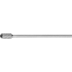 PFERD - SC-5L6, 1/2" Cut Diam, 1/4" Shank Diam, Carbide End Cut Diamond Pattern Cylinder with Radius End Burr - Exact Industrial Supply