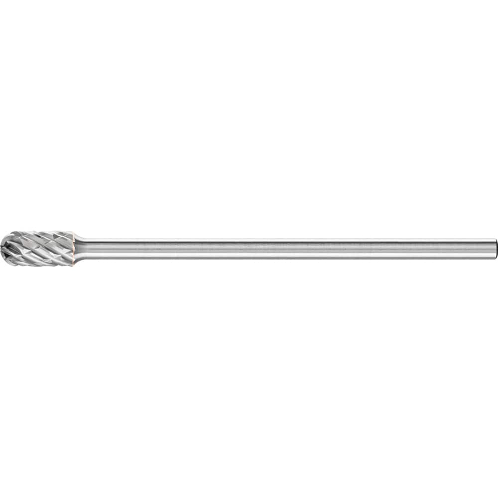 PFERD - SC-3L6, 3/8" Cut Diam, 1/4" Shank Diam, Carbide Steel Cut Diamond Pattern Cylinder with Radius End Burr - Exact Industrial Supply