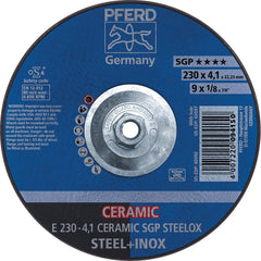 PFERD - Depressed-Center Wheels; Hole Thread Size: 5/8-11 ; Connector Type: Arbor ; Wheel Type Number: Type 27 ; Abrasive Material: Ceramic Oxide ; Maximum RPM: 6600.000 ; Grit: 24 - Exact Industrial Supply