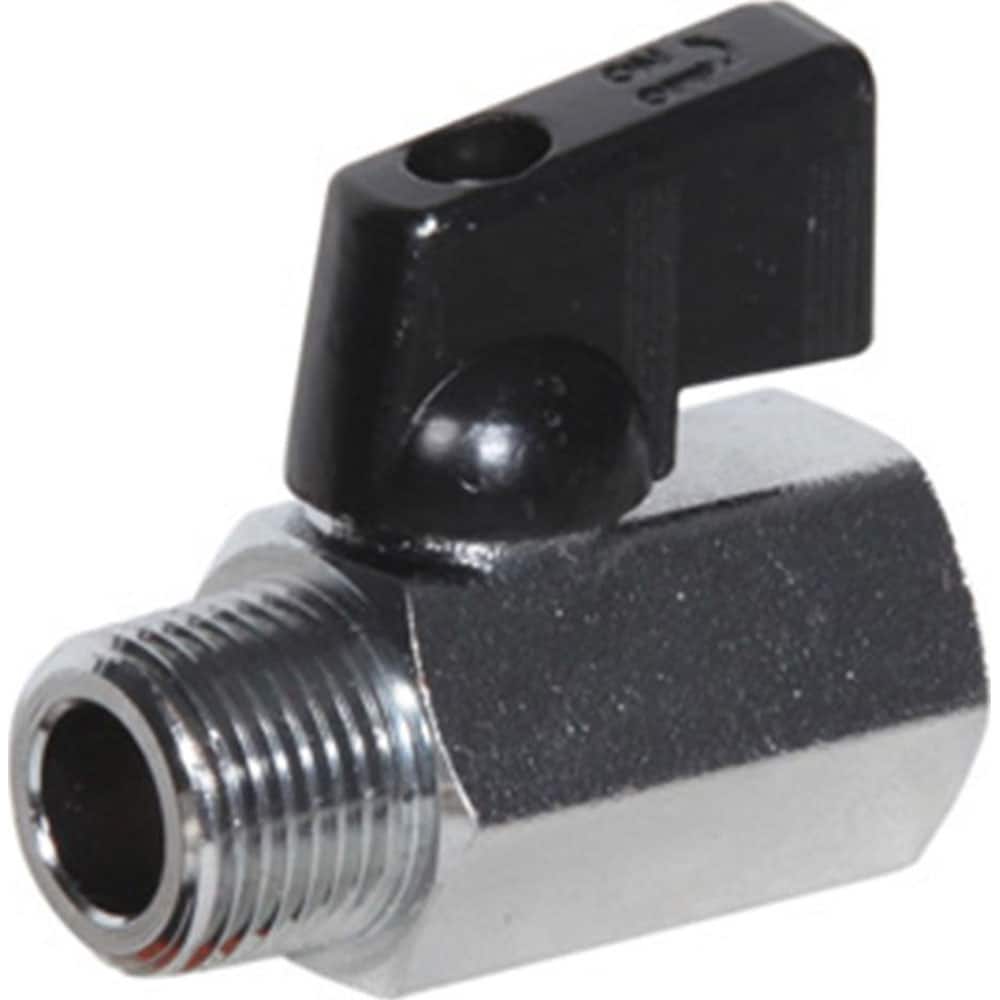 Miniature Manual Ball Valve: 3/8″ Pipe, Full Port, Brass 2-Way Flow & In-Line, MNPT x FNPT, 600 psi WOG